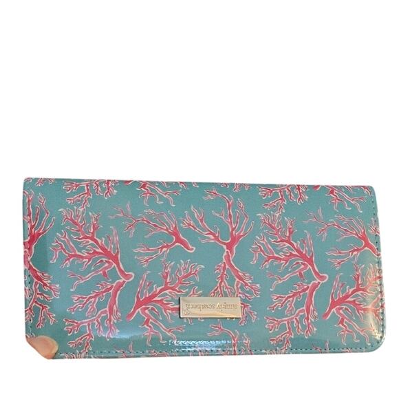 Simply Southern Blue and Pink Coral Clutch / Wallet Zippered EUC - Picture 15 of 16